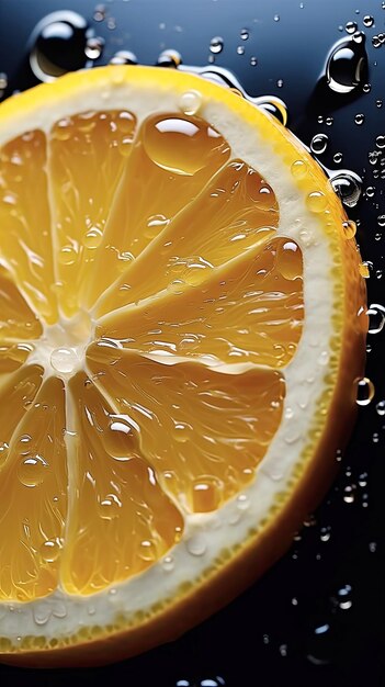 fetta di frutta d'arancia fresca con acqua spruzzata