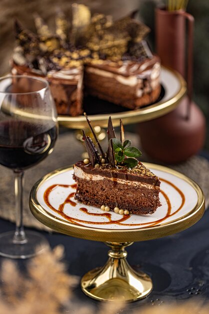 Fetta di gustosa torta al cioccolato