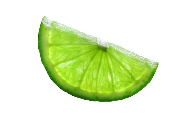 Fetta di lime. Fetta succosa di lime iisolated su bianco. Agrumi maturi del lime verde.