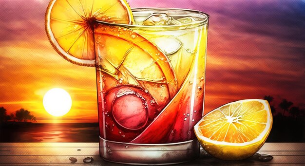 Fetta di limone salato con tequila sunrise