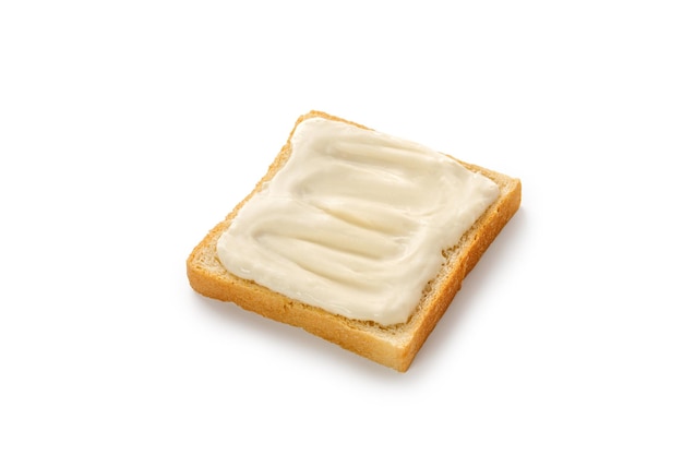 Fetta di pane con formaggio fuso Toast spuntino panino antipasto isolato su sfondo bianco