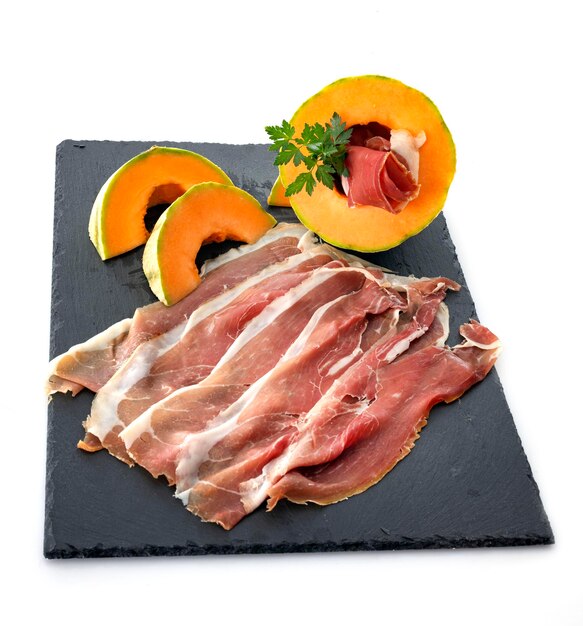 fetta di prosciutto curato e melone