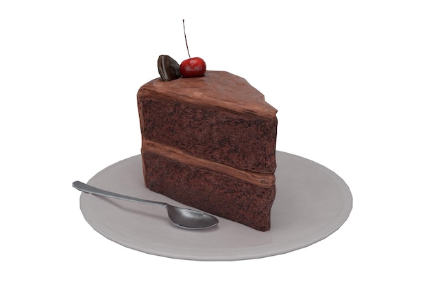 Fetta di torta al cioccolato realistica rendering 3d