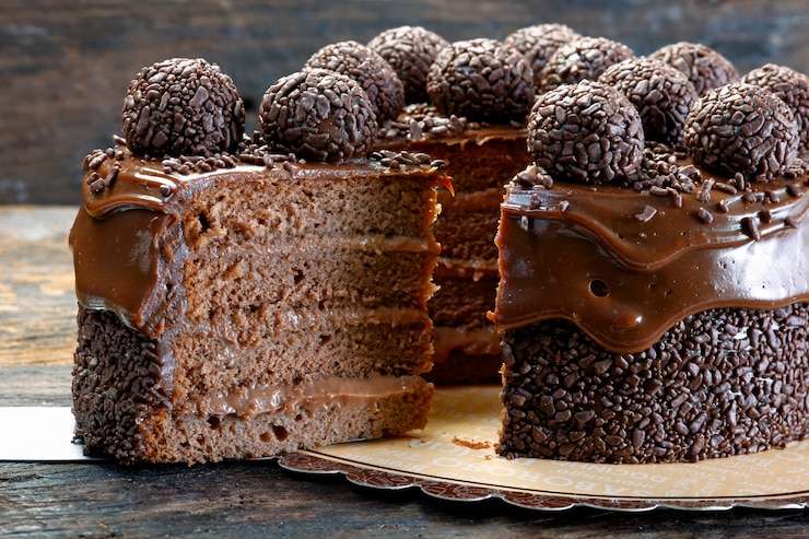 Foto fetta di torta al cioccolato