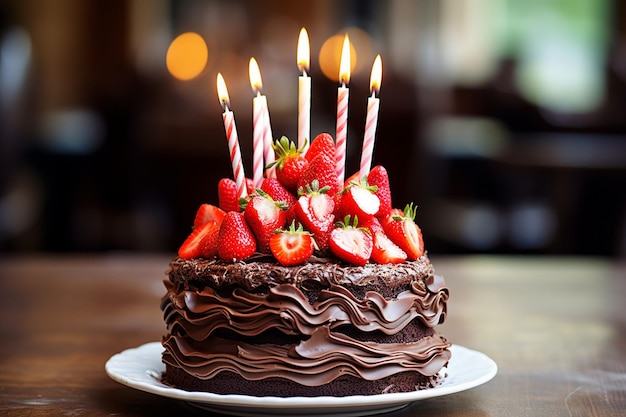 Fetta di torta di compleanno al cioccolato