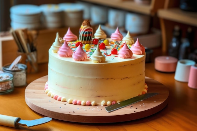 fetta di torta di compleanno sul tavolo della cucina fotografia pubblicitaria professionale di cibo