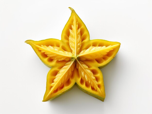 Fetta fresca di starfruit isolata su sfondo bianco