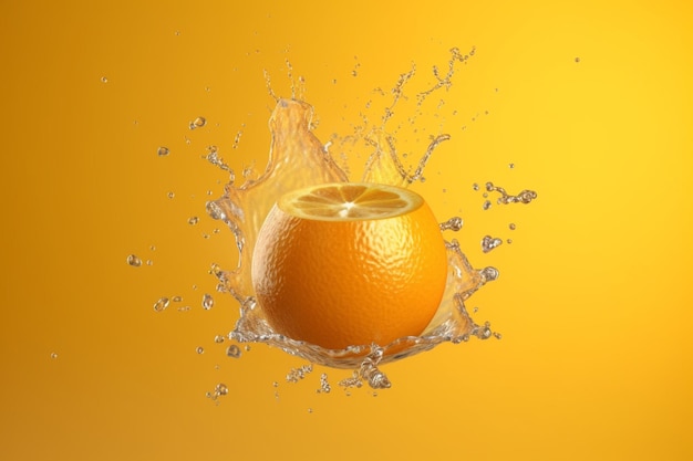 Fette d'arancia con gocce di succo sparse in diverse direzioni Illustrazione vettoriale realistica