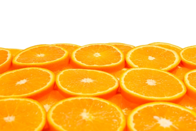 Fette di arance come sfondo vista dall'alto