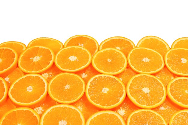 Fette di arance come sfondo vista dall'alto