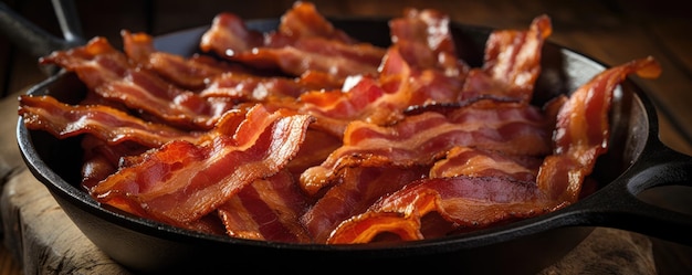 Fette di bacon croccanti e saporite in una ciotola IA generativa