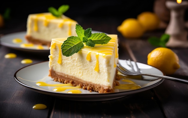 Fette di cheesecake al limone IA generativa