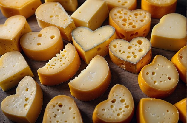Fette di formaggio disposte a forma di cuore
