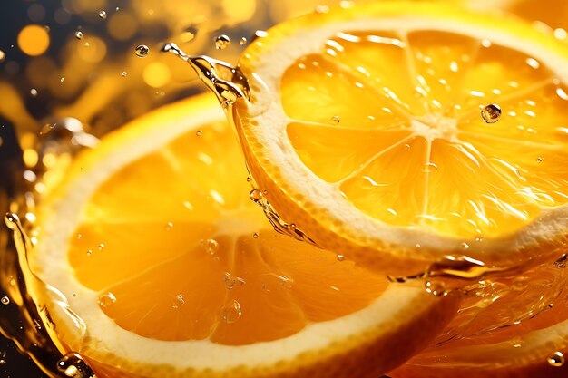 Fette di limone in acqua o succo splash