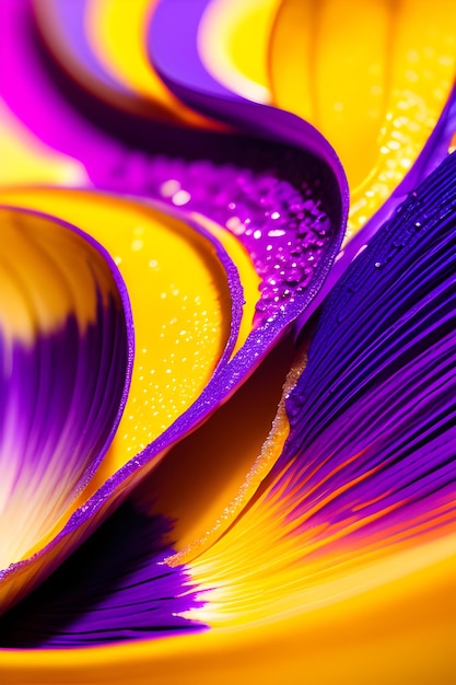 Fette di limone volanti con spruzzi di inchiostro d'acqua giallo e viola Splash Art