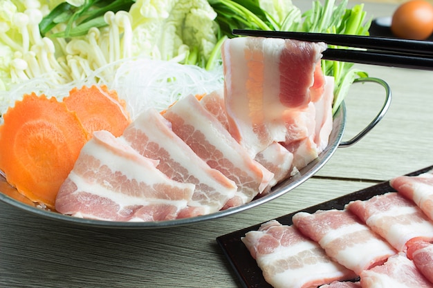 fette di maiale per Sukiyaki
