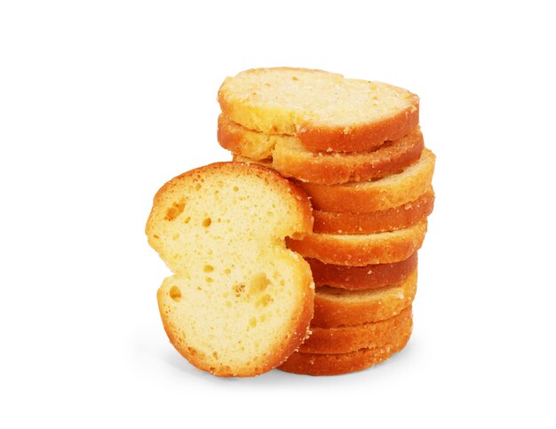 Fette di pane bianco su sfondo bianco