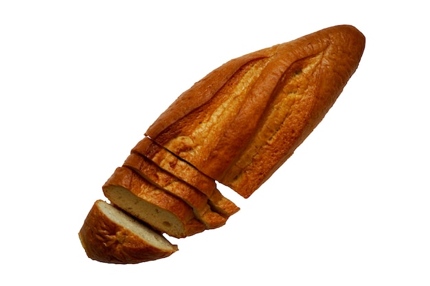 Fette di pane francese isolato su sfondo bianco