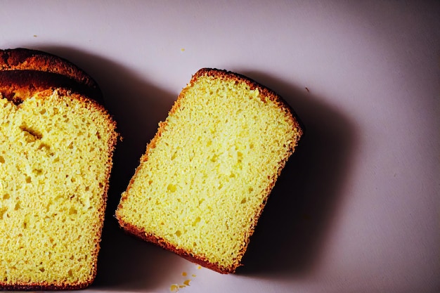 Fette di torta al limone in fetta cibo fatto in casa per la colazione