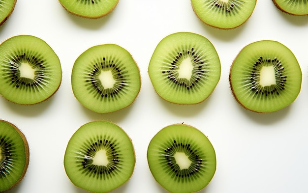 Fette su una tela pulita Arte in Kiwi su sfondo bianco