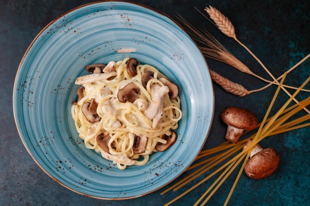 fettuccine con funghi e panna