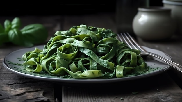 Fettuccine Di Spinaci Generative Ai