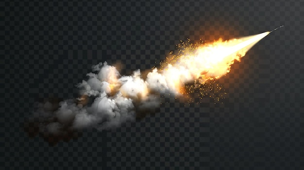 Fiamma di fuoco moderna montata sul lancio del razzo traccia di fumo decollo del jet isolato effetto velocità di esplosione veicolo spaziale bianco spray set con traccia di vapore in aria decollo dell'aereo esplosione del motore