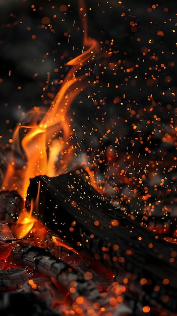 Fiamme di fuoco con fiamme di campo e fiamme di colore arancione texture luminosa Y2K Collage Light Art