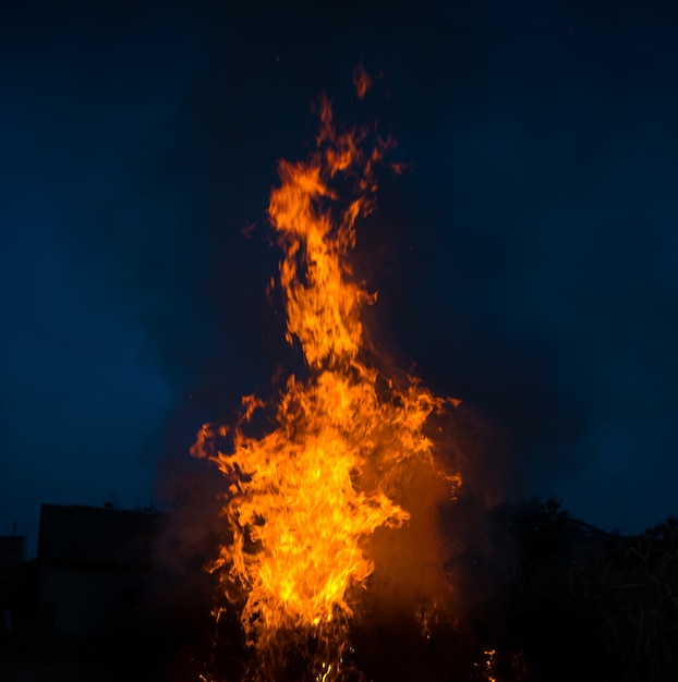 Fiamme di fuoco isolate su sfondo nero