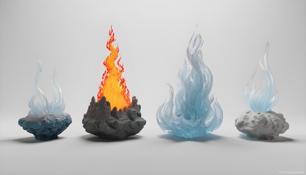 Fiamme elementari Terra Fuoco Acqua Aria