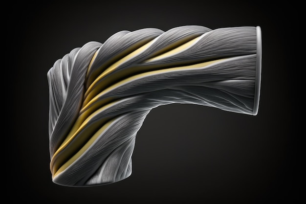 Fibre muscolari bicipiti flesse del braccio isolate su sfondo grigio scuro creato con intelligenza artificiale generativa
