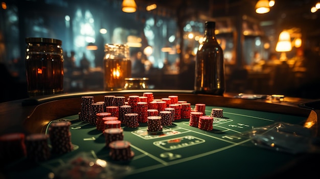 Fiches del casinò sul tavolo con roulettegenerative ai