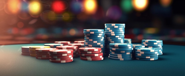 fiches di poker casino sfondo sfocato