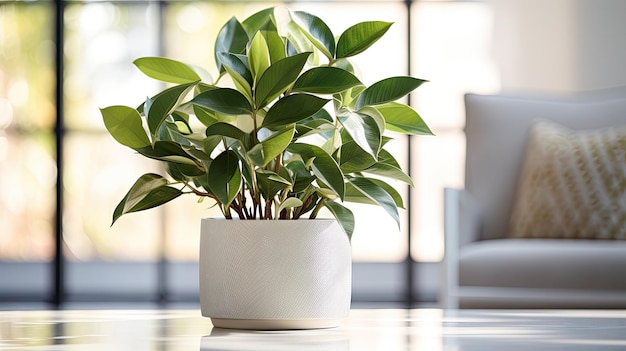 Ficus elastica gomma nero ficus elastico principe nero piantato in un vaso di ceramica nera decorazione nel soggiorno Il concetto di minimalismo concetto di cura delle piante da casa