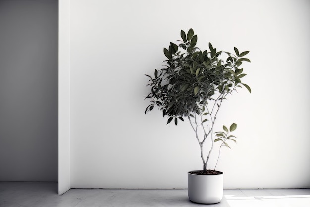 Ficus Lyrata Pianta finta con parete beige Illustration AI Generative