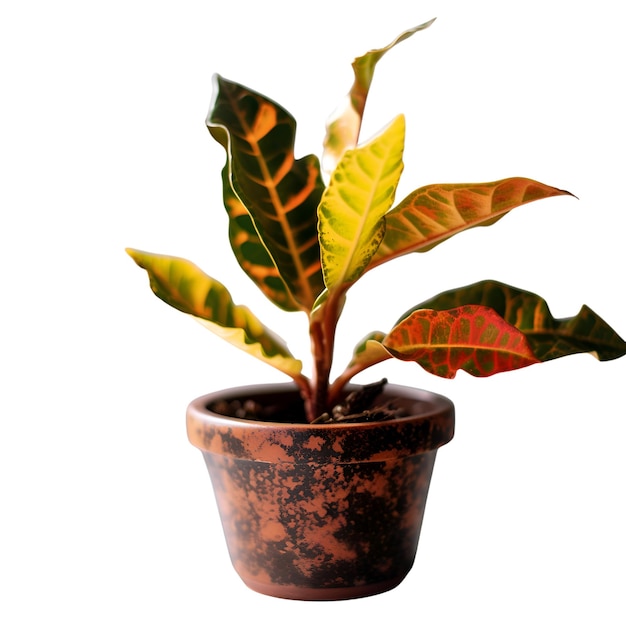 Ficus variegata pianta in vaso isolato su sfondo bianco