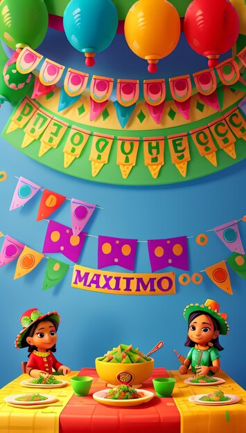 Fiesta Fun senza cuciture A Cinco de Mayo Pattern Design Flat Design