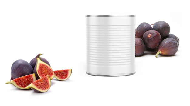 Fig Jam Food Tin Can Mockup Template Isolato sullo sfondo