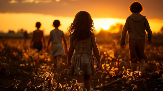 Figli Di Una Famiglia Di Fattorie Brasiliane Che Giocano Nel