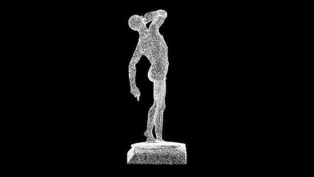Figura anatomica 3D su sfondo nero Oggetto costituito da particelle scintillanti Concetto di anatomia umana Sistema di anatomia muscolare Per la presentazione del testo del titolo animazione 3d