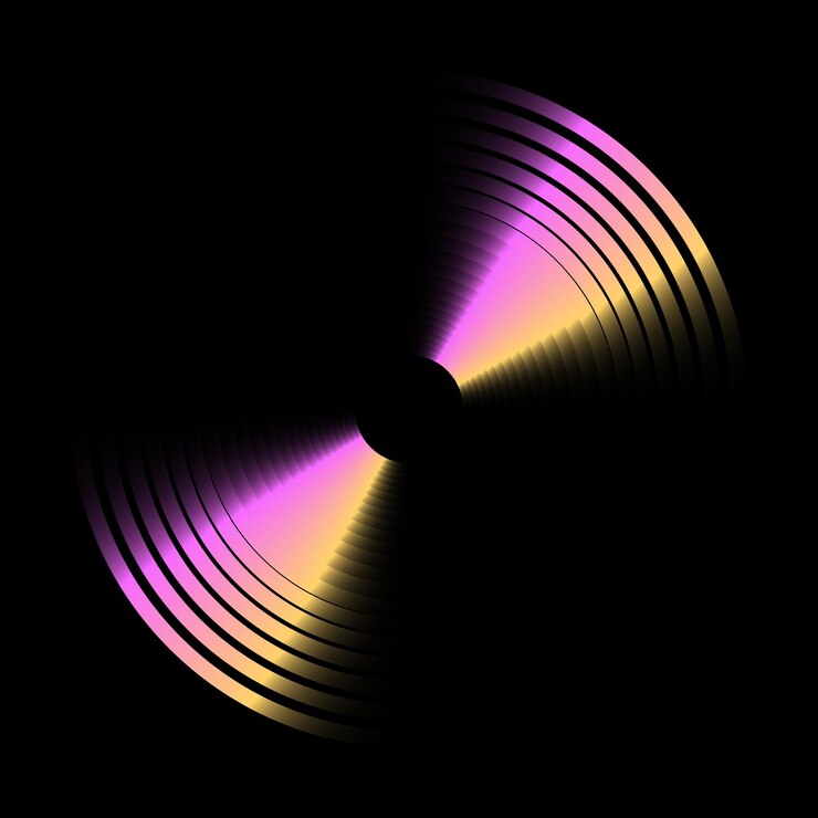 figura astratta nastro d'oro rosa su sfondo nero