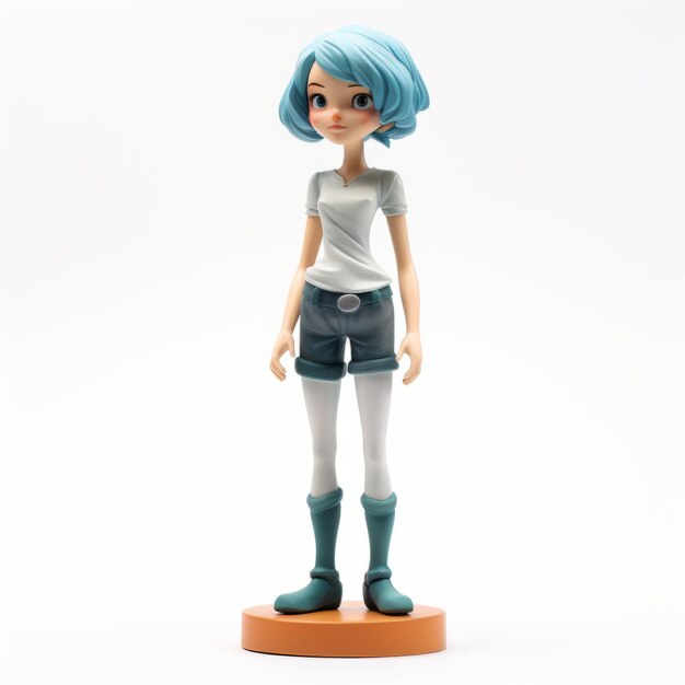 Figura di anime altamente dettagliata con capelli blu a gamma di colori limitata