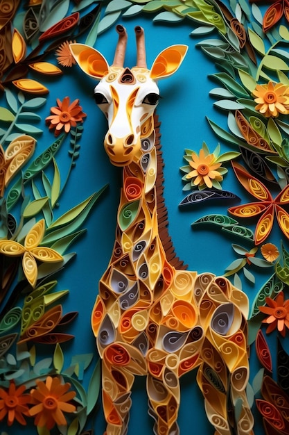 Figura di carta sotto forma di una giraffa carina