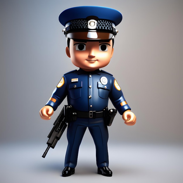 Figura di chibi poliziotto 3D carina