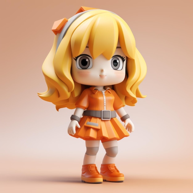 Figura di ragazza anime altamente dettagliata in costume arancione