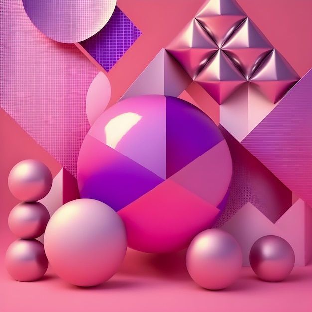 Figure geometriche in stile olografico tono illustrazione rosa e viola