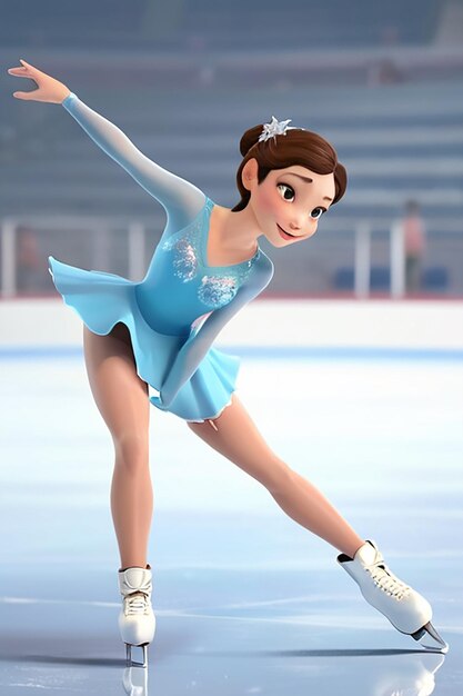 Figure Skater Personaggio di cartone animato Guida all'illustrazione dell'animazione 3D