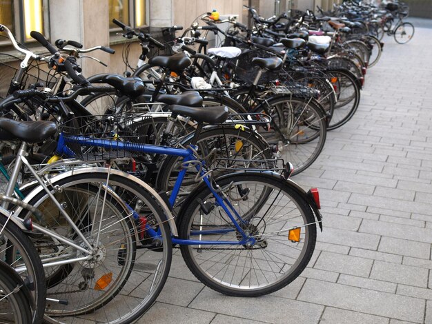 Fila di biciclette parcheggiate