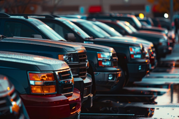 fila di macchine parcheggiate nel parcheggio