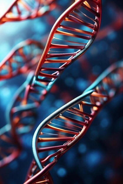 Filamenti di DNA 3D su uno sfondo astratto